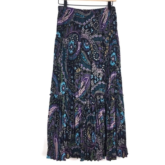 NYC DESIGN CO Skirt Maxi Paisley Peasant Glitter Whimsigoth Accordion Medium - Picture 4 of 8